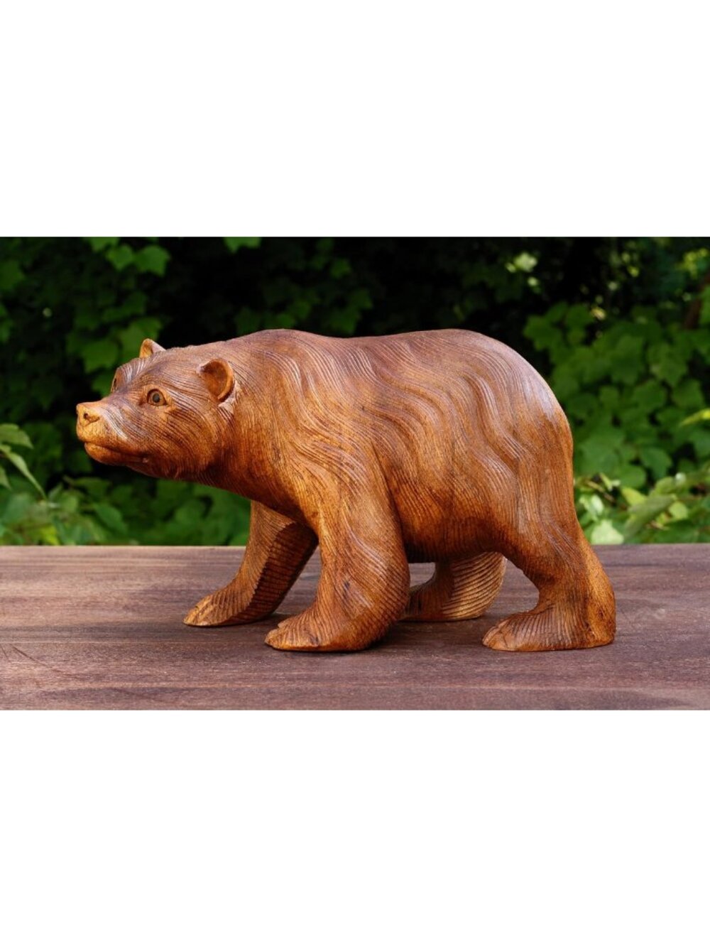 Hand-Carved Wooden Bear Figurine - Rustic Cabin Decor, Wildlife Art, 8" Mini